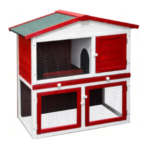 Konijnenhok met ren - hok voor konijn cavia knaagdieren - kooi voor dieren - dierenverblijf - geschikt voor binnen en buiten