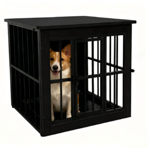Hondenbench - hondenhok - bench voor kleine honden - hondenkooi - voor binnen - inclusief hygiënische bak voor in het hok - 63 cm x 51 cm x 59 cm