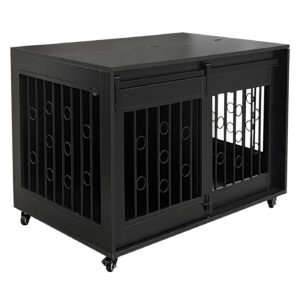 Hondenhok op wieltjes - bench honden verrijdbaar - hondenbech - voor kleine en middelgrote honden - 103 cm x 65 cm x 68 cm