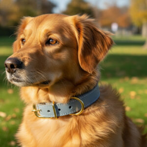 SAZZZ HALSBAND HOND BRAVEHEART CLASSIC LEER LICHTBLAUW 32-39x2