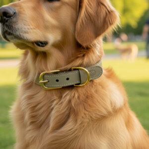 SAZZZ HALSBAND HOND BRAVEHEART CLASSIC LEER TAUPE 37-45X3 CM
