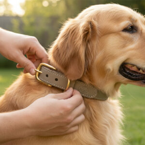 SAZZZ HALSBAND HOND BRAVEHEART CLASSIC LEER TAUPE 42-50X3 CM