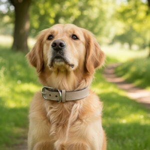 SAZZZ HALSBAND HOND NOMAD VINTAGE LEER BEIGE 37-45X3 CM