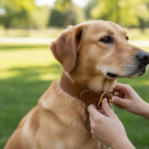SAZZZ HALSBAND HOND PIONEER CLASSIC LEER ZADEL BRUIN 32-39X3 CM