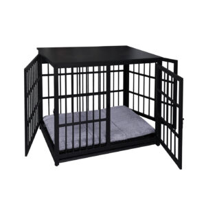 Hondenbench - bench voor kleine en middelgrote honden - hondenhok - voor binnen - inclusief hondenkussen - 91 cm x 60 cm x 74 cm