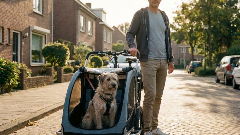Aanlijnset hondenfietskar