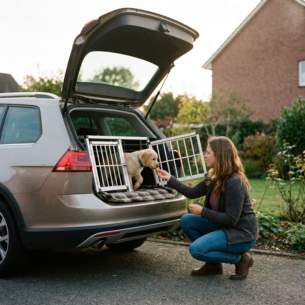 Puppy wennen aan autobench