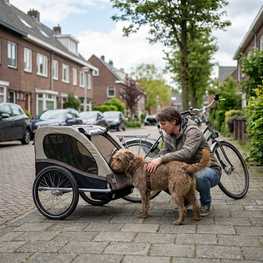 Hond wennen aan fietskar