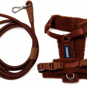 Fangz Anti-trek Y-tuig Harnas voor Hond met Handsfree Riem – Bruin - XXS