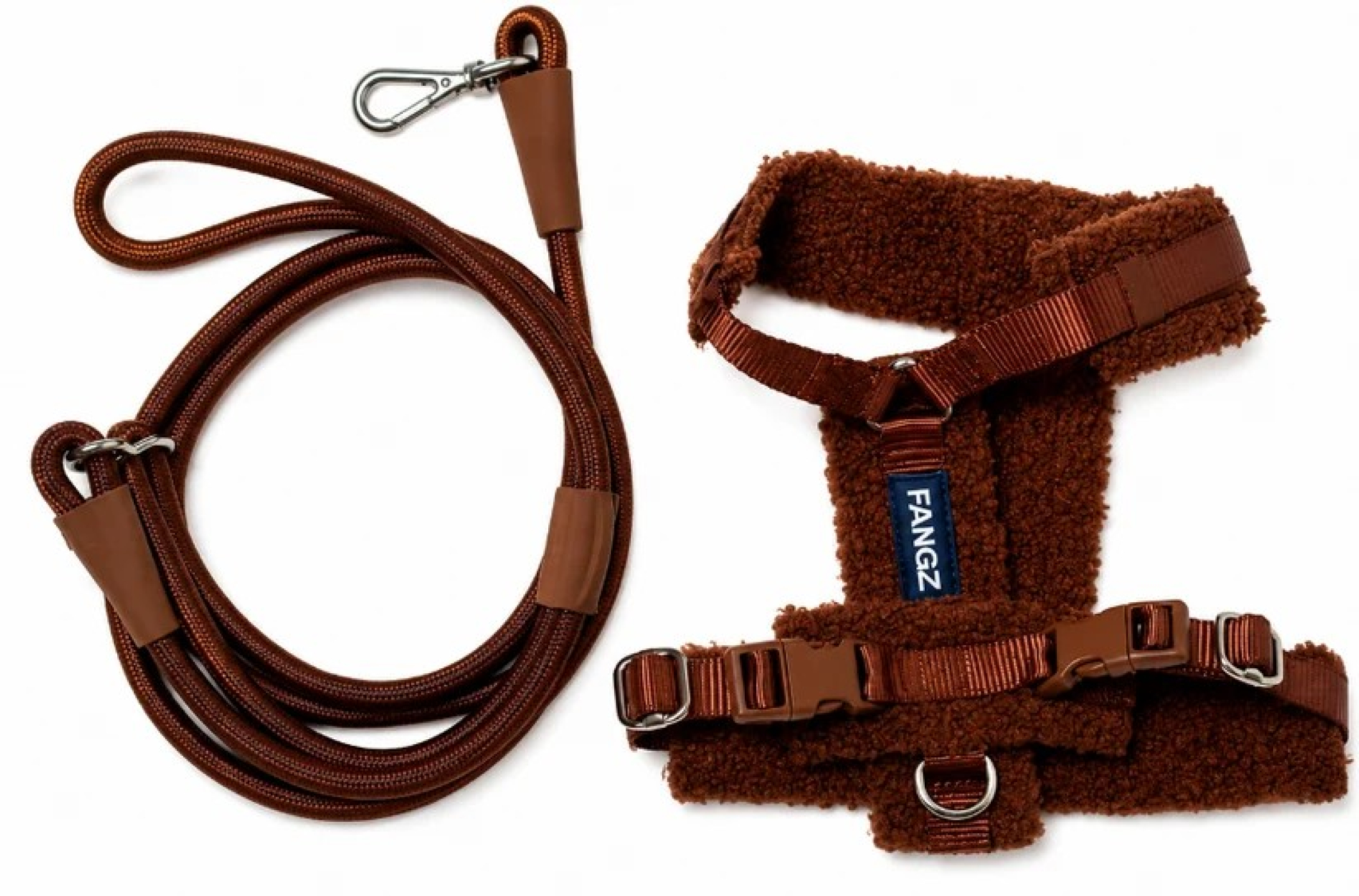 Fangz Anti-trek Y-tuig Harnas voor Hond met Handsfree Riem – Bruin - L