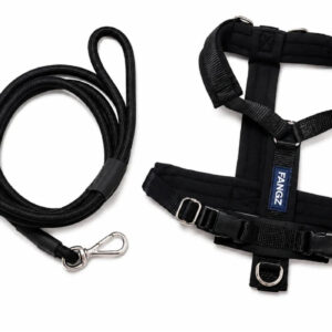 Fangz Anti-trek Y-tuig Harnas voor Hond met Handsfree Riem – Zwart - L