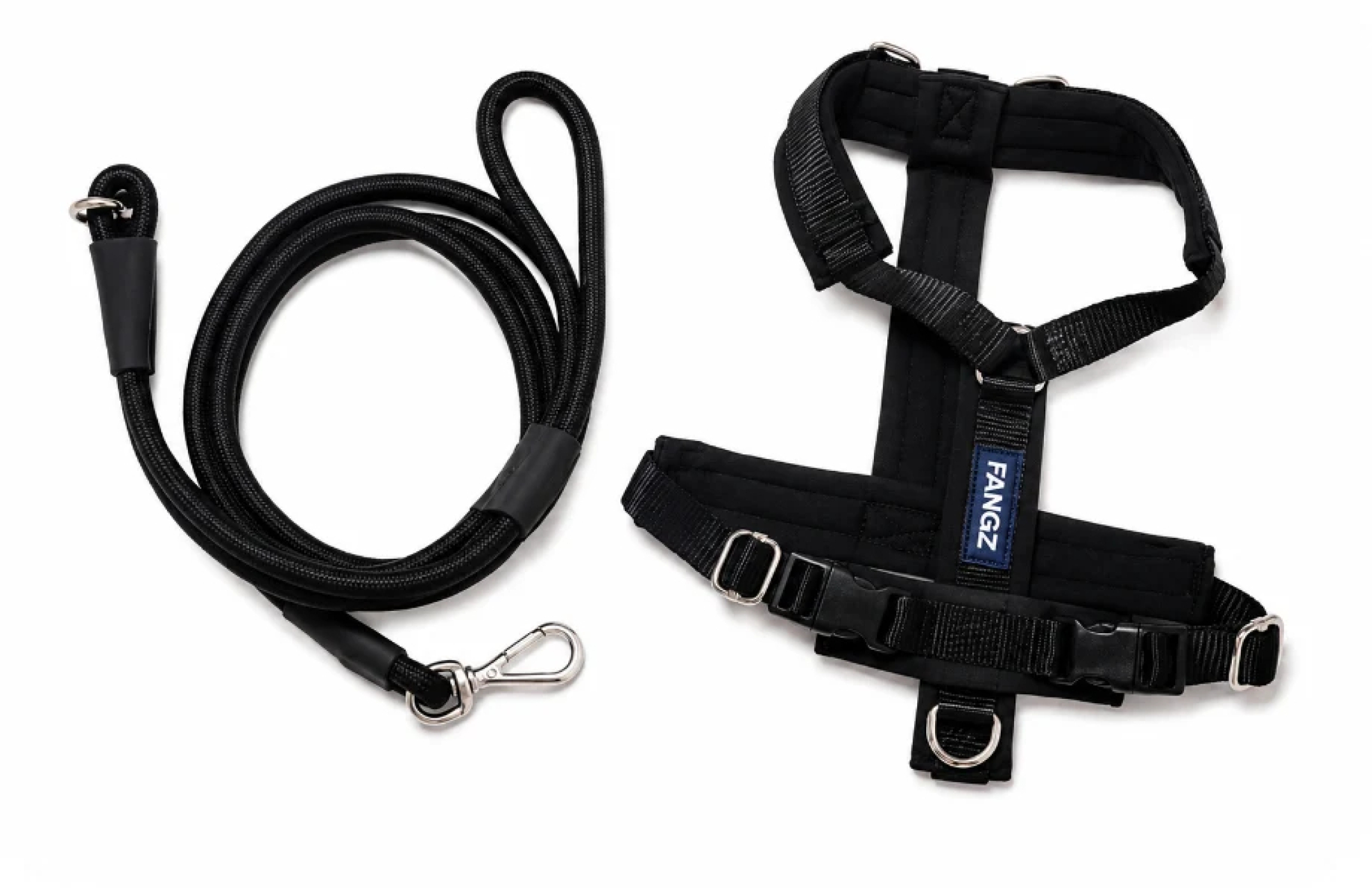 Fangz Anti-trek Y-tuig Harnas voor Hond met Handsfree Riem – Zwart - XS
